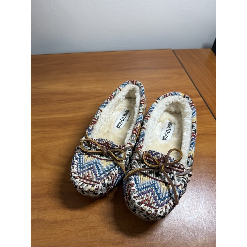 Minnetonka Cally Mosaic Tapestry Slippers Moccasins Shoes Slip On Southwestern 6